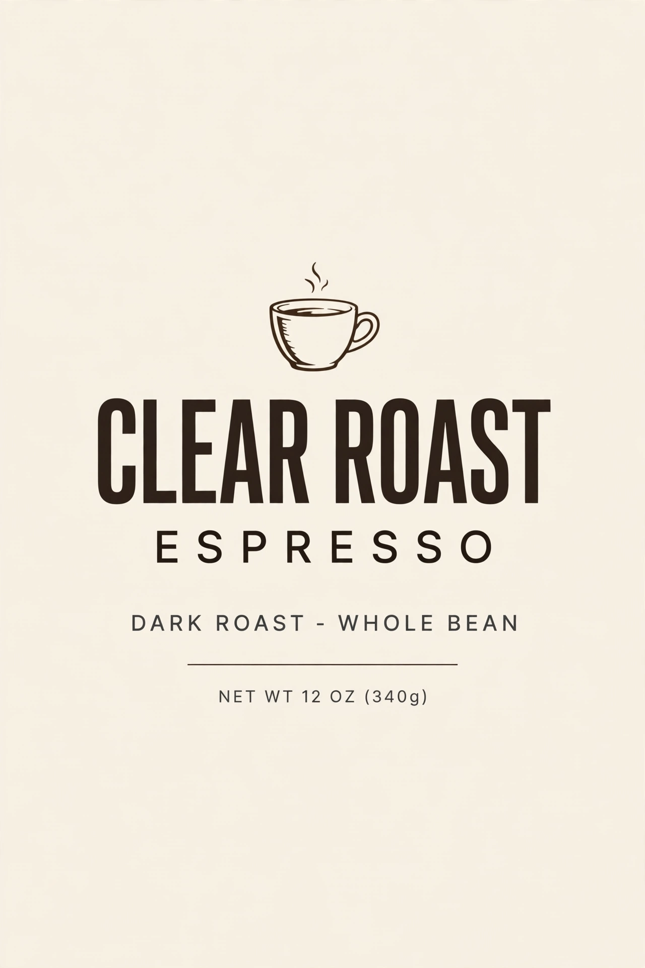 Clear Roast Espresso label design