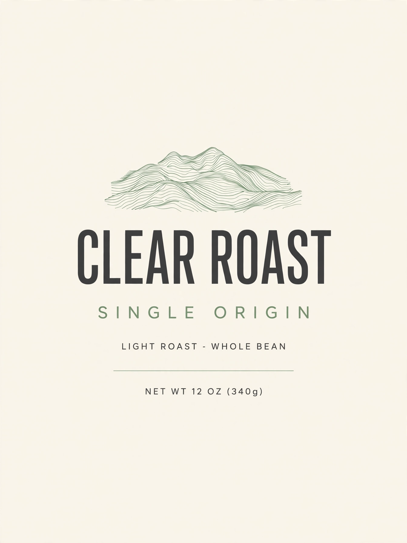 Clear Roast Single Origin label design
